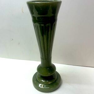 Haeger Pottery Avocado Green Footed Bud Vase 9.25" Mid-Century Modern